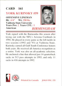 1995 JOGO #161 York Kurinsky Back