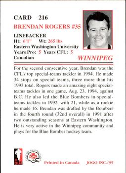 1995 JOGO #216 Brendan Rogers Back
