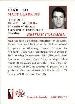 1995 JOGO #243 Matt Clark Back