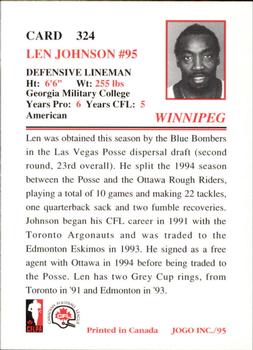 1995 JOGO #324 Len Johnson Back