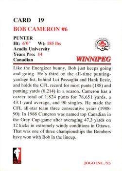 1993 JOGO #19 Bob Cameron Back