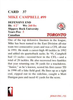 1993 JOGO #37 Mike Campbell Back