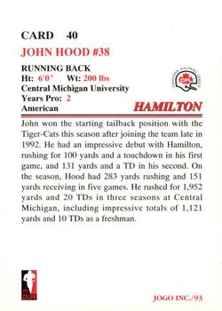 1993 JOGO #40 John Hood Back