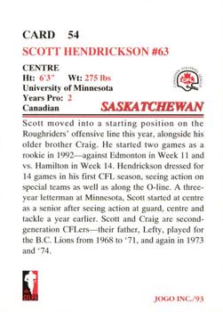 1993 JOGO #54 Scott Hendrickson Back