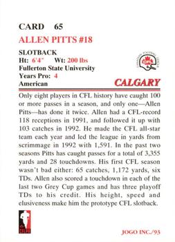 1993 JOGO #65 Allen Pitts Back