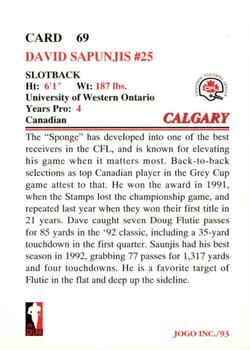 1993 JOGO #69 David Sapunjis Back