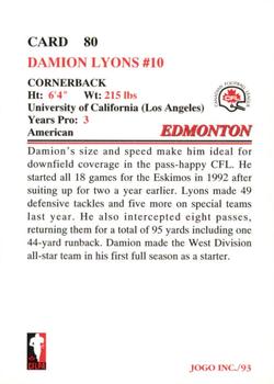 1993 JOGO #80 Damion Lyons Back