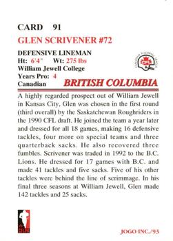 1993 JOGO #91 Glen Scrivener Back