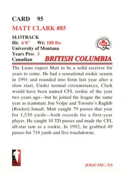 1993 JOGO #95 Matt Clark Back