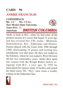 1993 JOGO #96 Andre Francis Back