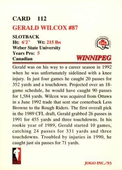 1993 JOGO #112 Gerald Wilcox Back