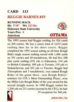 1993 JOGO #113 Reggie Barnes Back