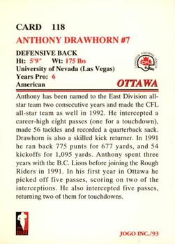 1993 JOGO #118 Anthony Drawhorn Back
