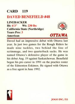 1993 JOGO #119 Daved Benefield Back