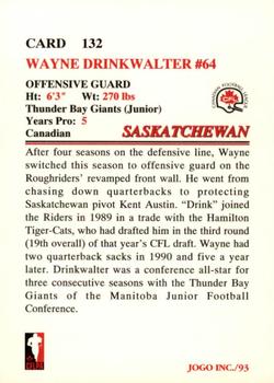 1993 JOGO #132 Wayne Drinkwalter Back