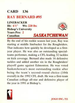 1993 JOGO #136 Ray Bernard Back