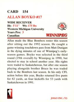 1993 JOGO #154 Allan Boyko Back