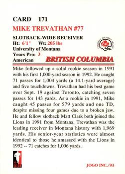 1993 JOGO #171 Mike Trevathan Back
