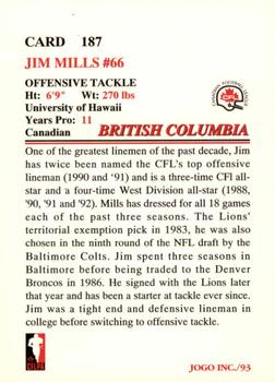 1993 JOGO #187 Jim Mills Back