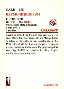 1993 JOGO #198 Raymond Biggs Back