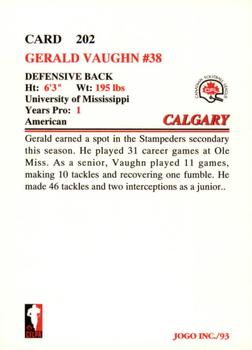 1993 JOGO #202 Gerald Vaughn Back