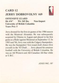 1987 JOGO #12 Jerry Dobrovolny Back