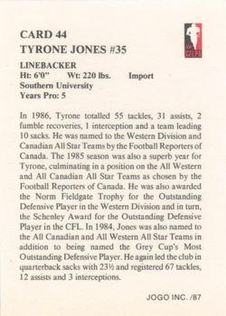 1987 JOGO #44 Tyrone Jones Back