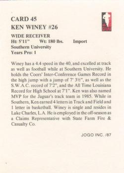 1987 JOGO #45 Ken Winey Back