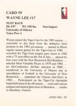 1987 JOGO #59 Wayne Lee Back