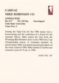 1987 JOGO #62 Mike Robinson Back