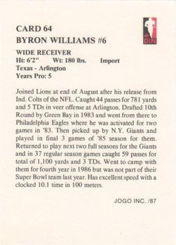 1987 JOGO #64 Byron Williams Back