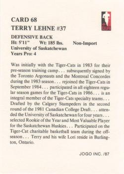 1987 JOGO #68 Terry Lehne Back