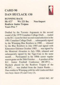 1987 JOGO #90 Dan Huclack Back