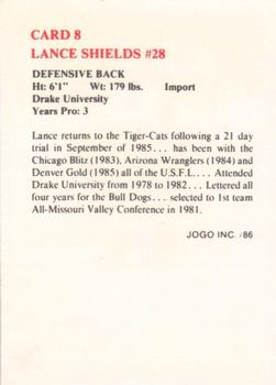 1986 JOGO #8 Lance Shields Back