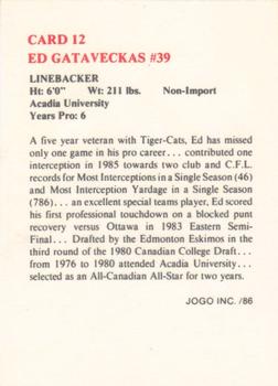 1986 JOGO #12 Ed Gataveckas Back