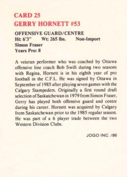 1986 JOGO #25 Gerry Hornett Back