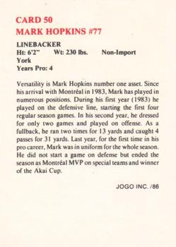 1986 JOGO #50 Mark Hopkins Back