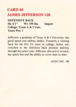 1986 JOGO #64 James Jefferson Back