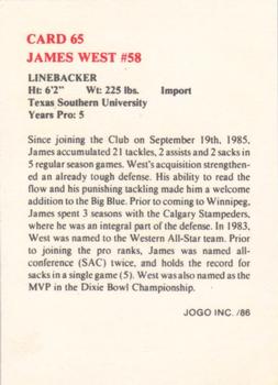 1986 JOGO #65 James West Back