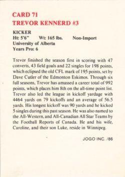 1986 JOGO #71 Trevor Kennerd Back