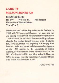 1986 JOGO #78 Milson Jones Back