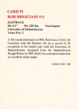 1986 JOGO #91 Rob Bresciani Back