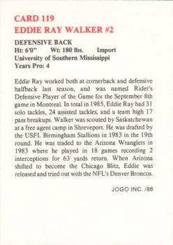 1986 JOGO #119 Eddie Ray Walker Back