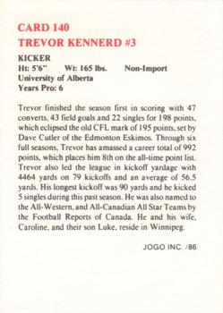 1986 JOGO #140 Trevor Kennerd Back