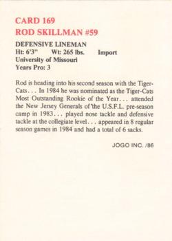 1986 JOGO #169 Rod Skillman Back