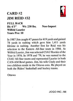 1988 JOGO #2 Jim Reid Back