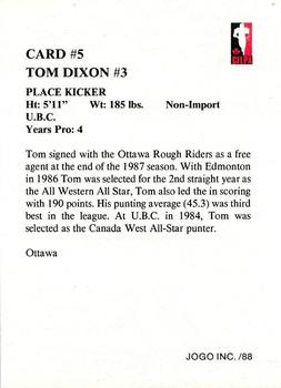 1988 JOGO #5 Tom Dixon Back