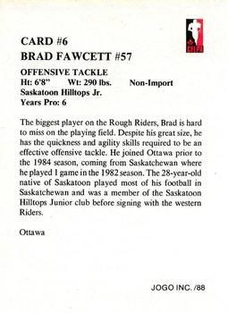 1988 JOGO #6 Brad Fawcett Back