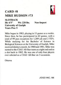 1988 JOGO #8 Mike Hudson Back