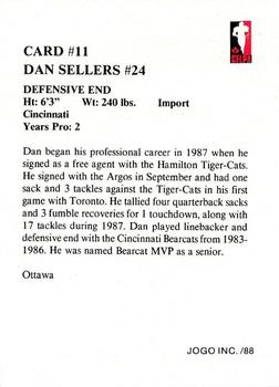 1988 JOGO #11 Dan Sellers Back